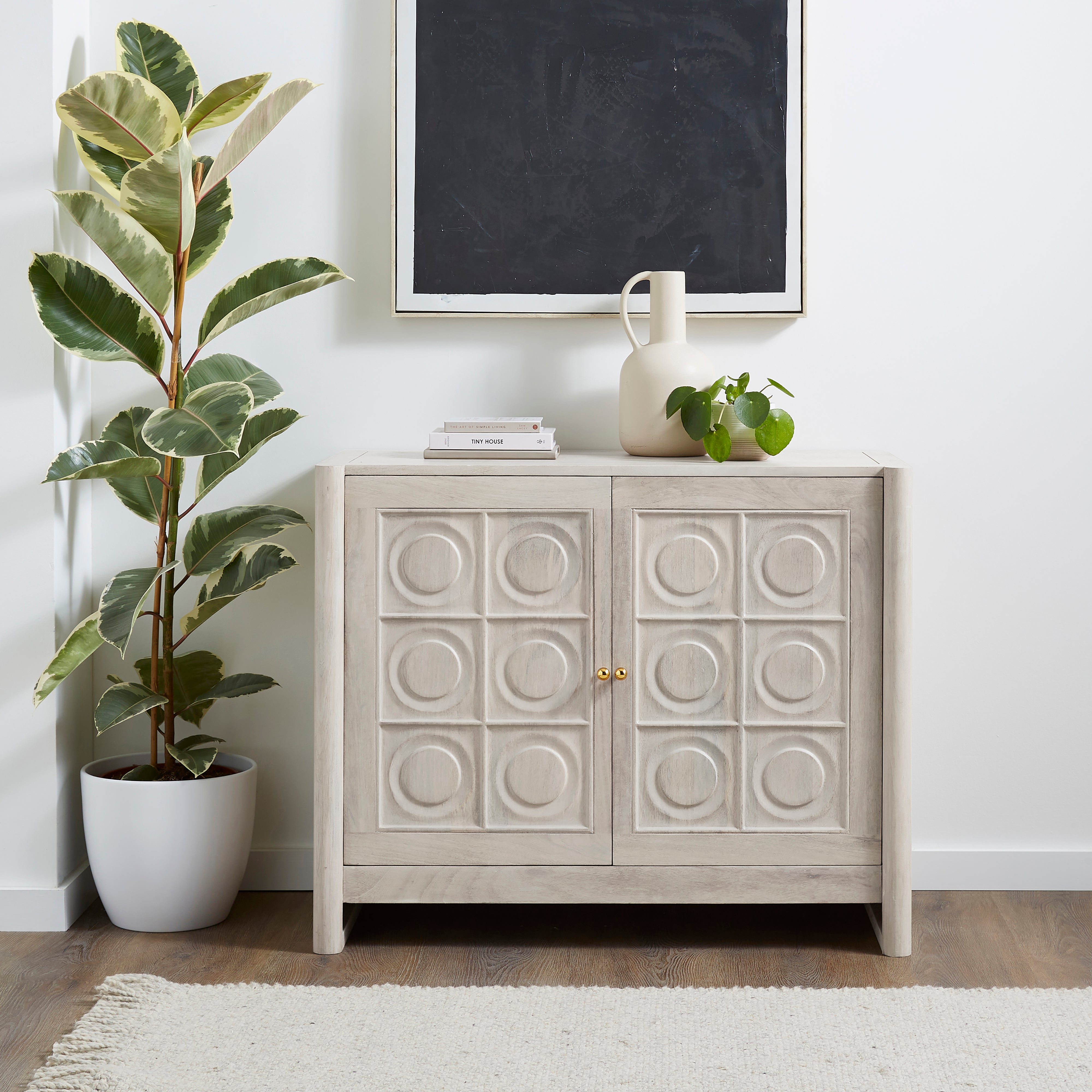 Theodore Small Sideboard Whitewashed Wood