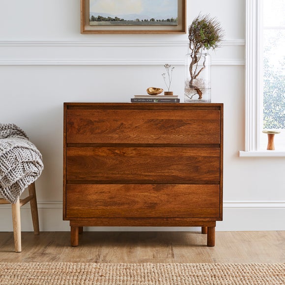Brannock 3 Drawer Chest Mid Stained Mango Wood