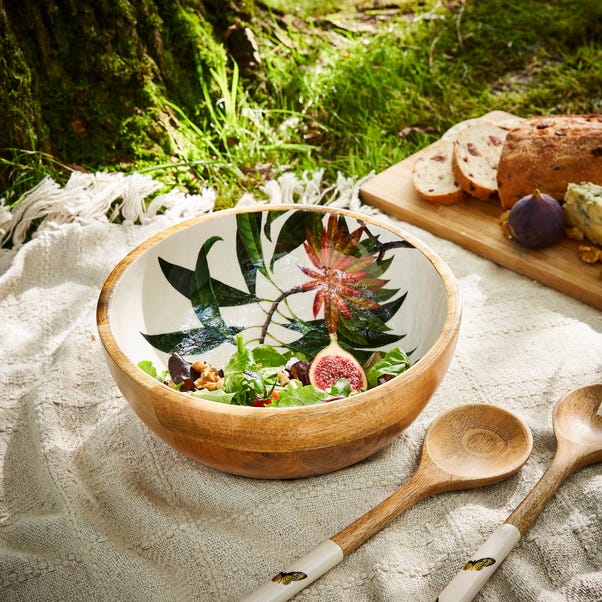 Glazed Mango Wood Picnic Serving Bowl image 1 of 3