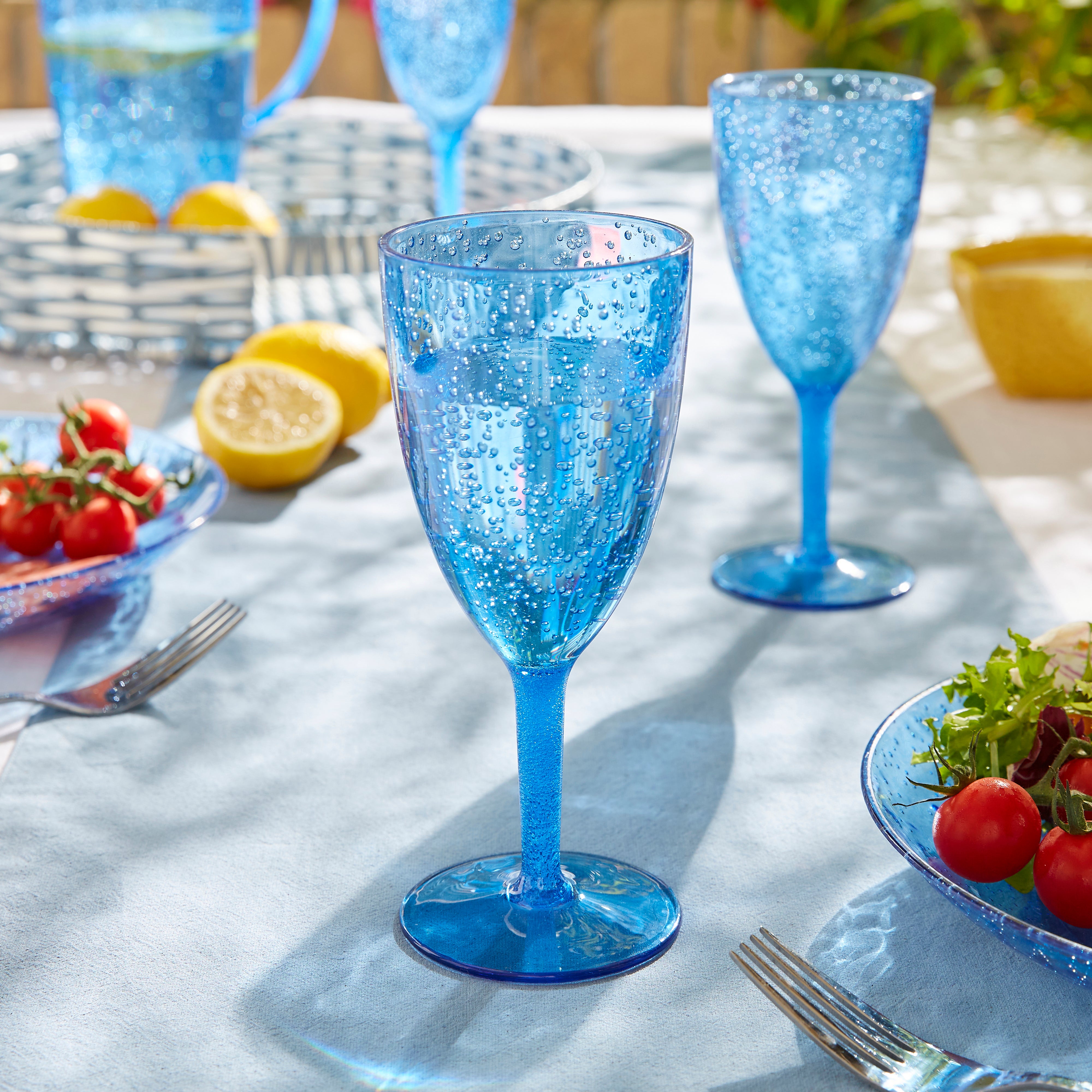 Bubble Blue Acrylic Wine Glass 