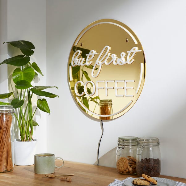 But First Coffee Indoor Outdoor Mirrored Neon Sign image 1 of 6