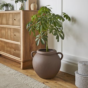 Wide Stone Vase With Handles
