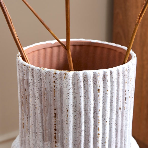 Ribbed Stone Vase Dunelm