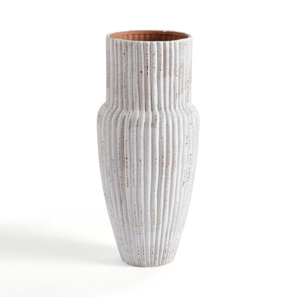 Ribbed Stone Vase Dunelm