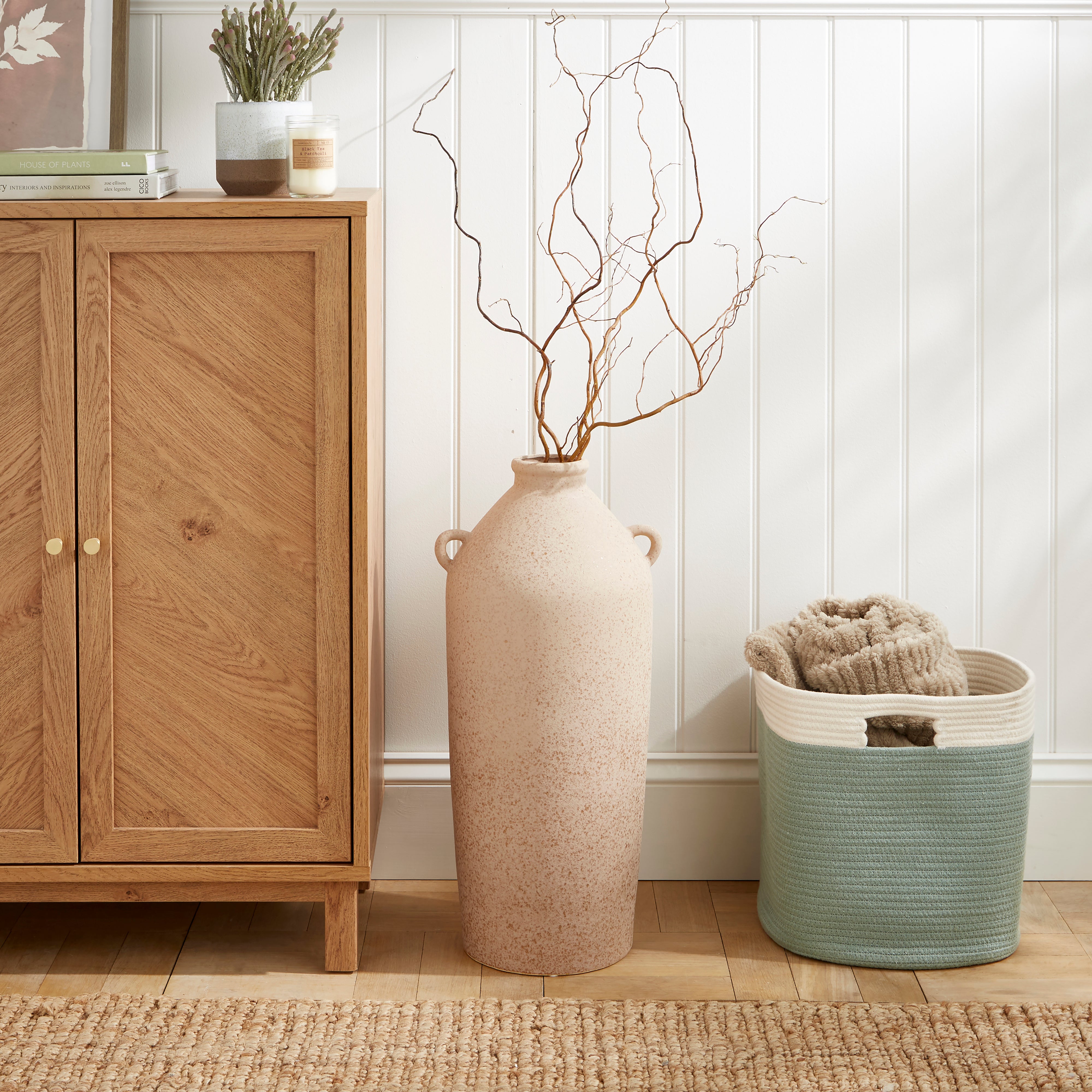 Tall Stone Bottle Vase With Handles Pebble Stone