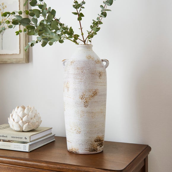 Tall Stone Bottle Vase With Handles