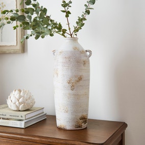 Tall Stone Bottle Vase with Handles