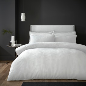 Hotel Geometric Jacquard White Duvet Cover & Pillowcase Set