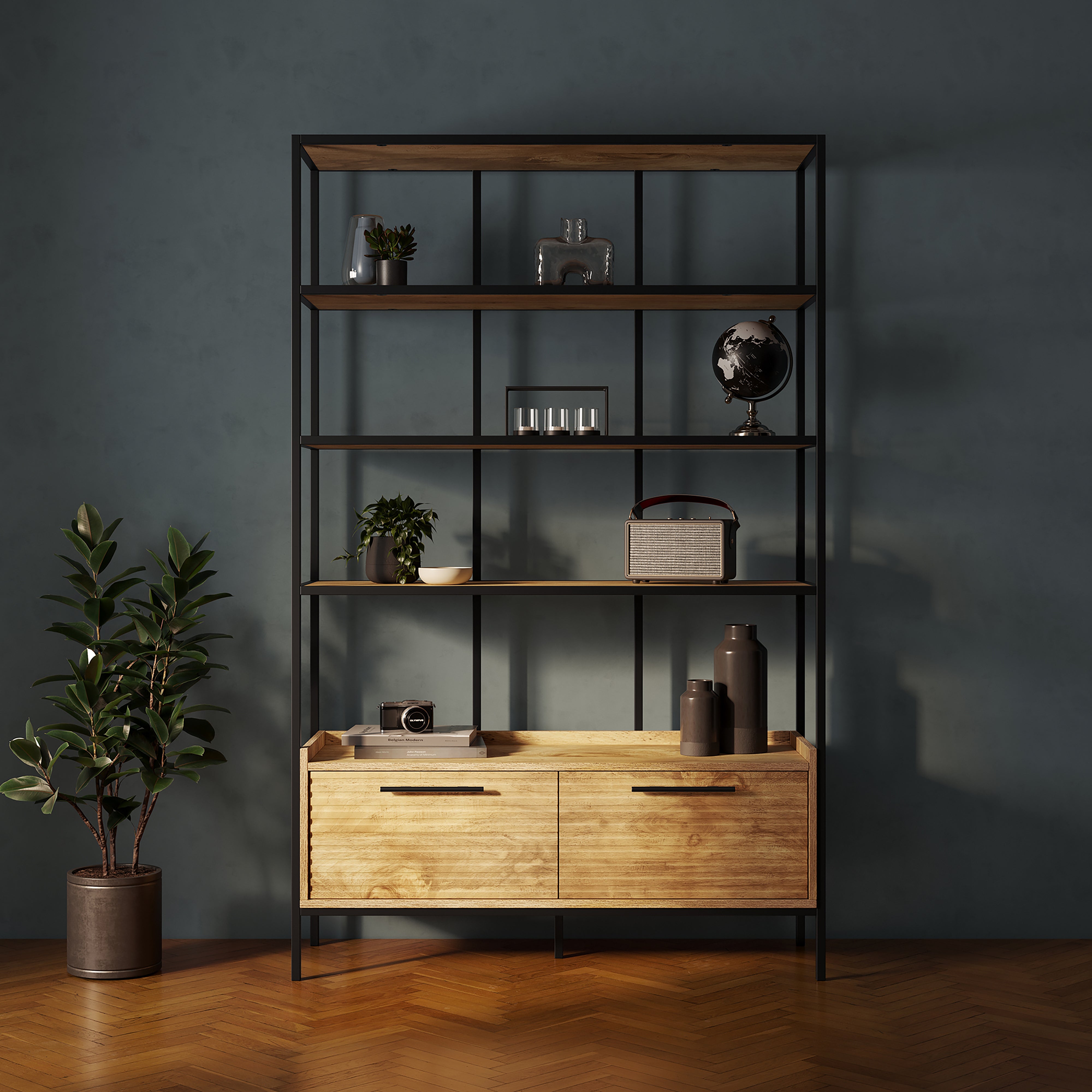 Bryant Tall And Wide Shelving Unit Wood Brown