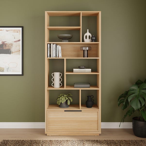 Hardy Slim Bookcase With Drawer, Oak Effect image 1 of 7