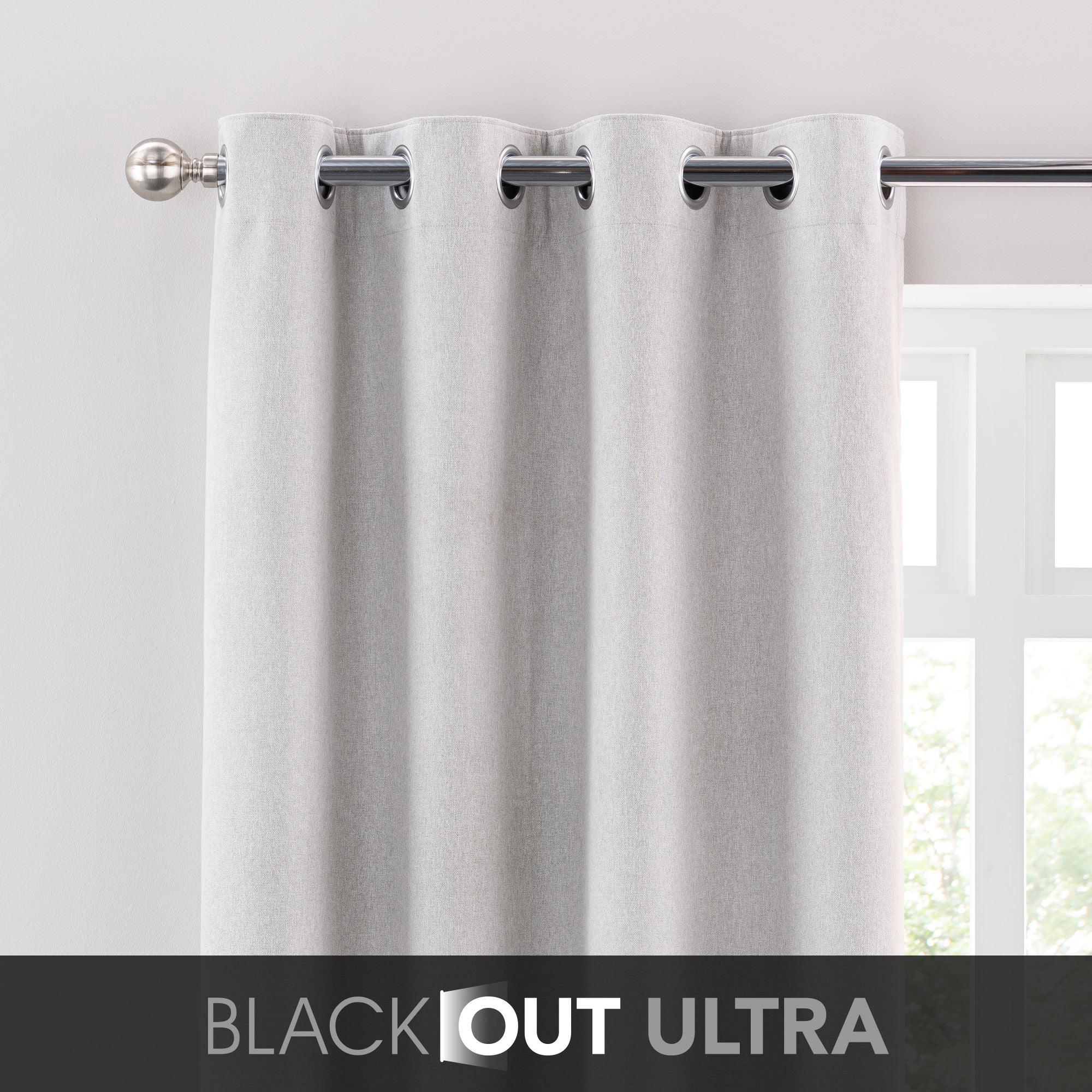 Ultra Luna Dove Grey Eyelet Blackout Curtain Dove Grey