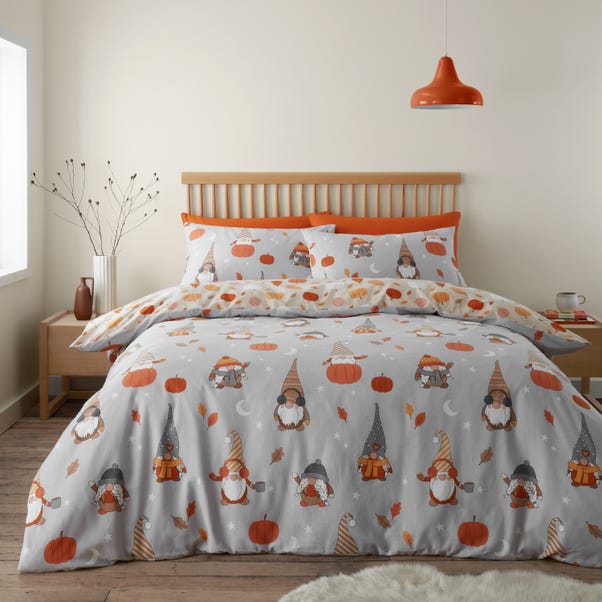 Catherine Lansfield Autumn Gnomes 100% Brushed Cotton Duvet Cover & Pillowcase Set image 1 of 5