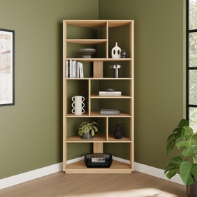 Hardy Corner Bookcase, Oak Effect