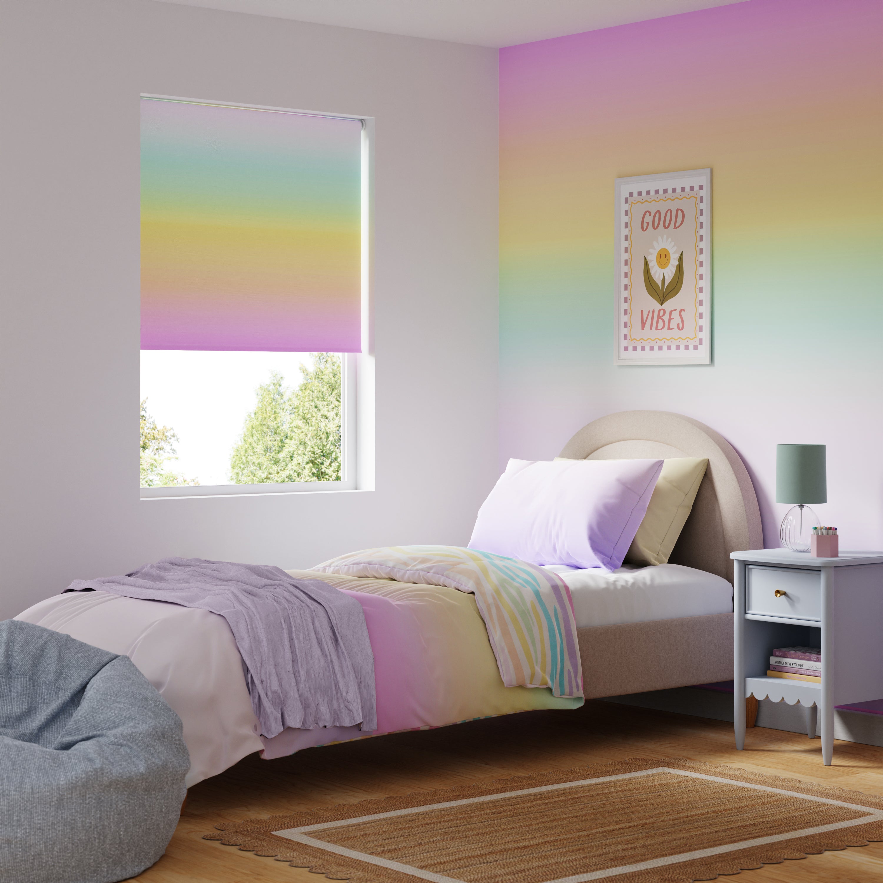 Rainbow Ombre Twist Safe Blackout Roller Blind