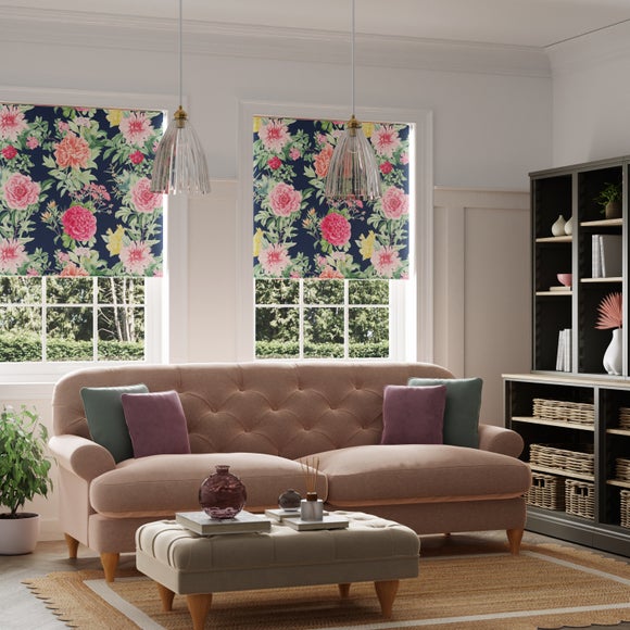 Click to view product details and reviews for Peony Floral Blackout Roller Blind.