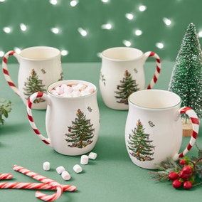 Christmas Tree Set of 4 Candy Cane Mugs