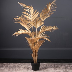 Artificial Gold Kwai Palm Tree in Black Plant Pot