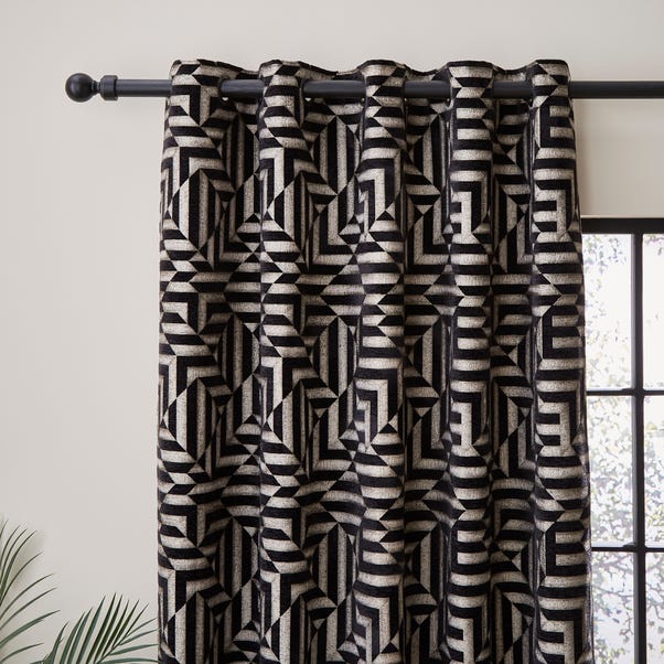 Shoreditch Black and Gold Eyelet Curtains image 1 of 5