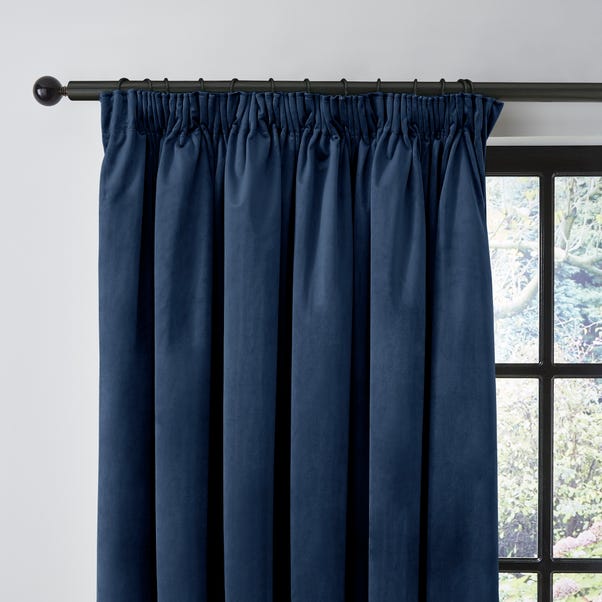 Recycled Velour Pencil Pleat Curtains image 1 of 5