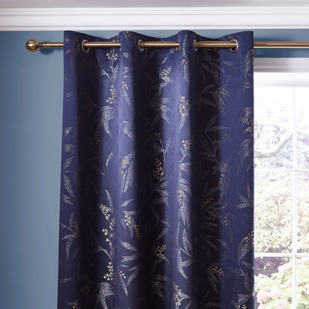 Bamboo Luxe Navy Eyelet Curtains image 1 of 6