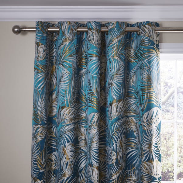 Tropical Paradise Teal Eyelet Curtains image 1 of 6
