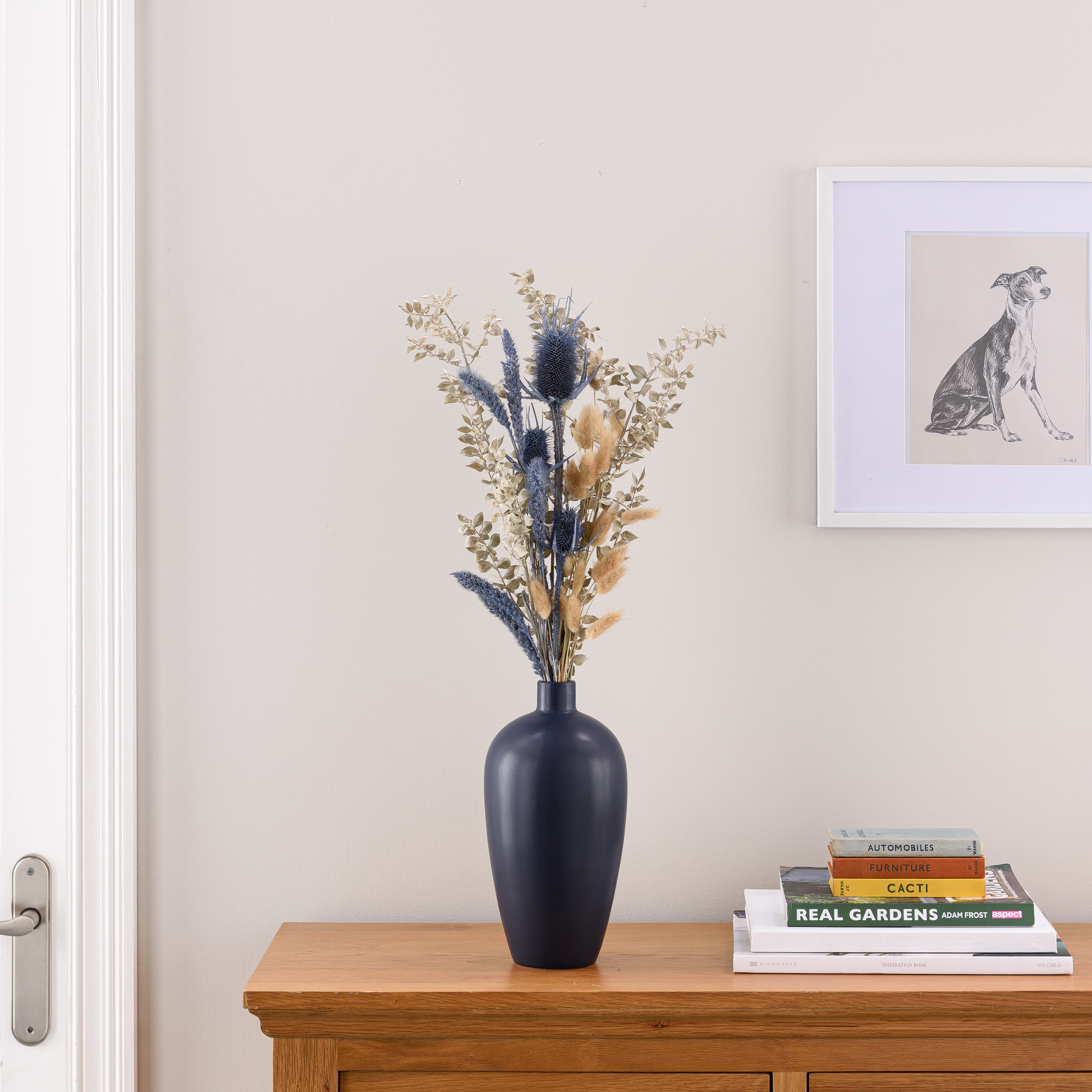 Tall Glazed Ceramic Vase Luxe Navy