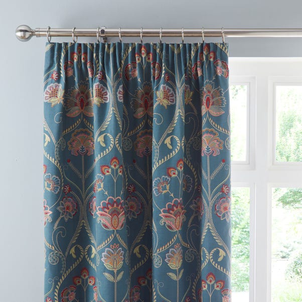 Evelyn Teal Pencil Pleat Curtains image 1 of 9