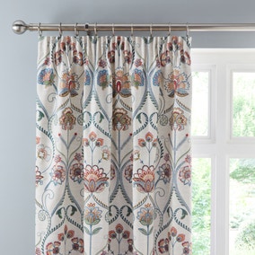 Evelyn Natural Pencil Pleat Curtains