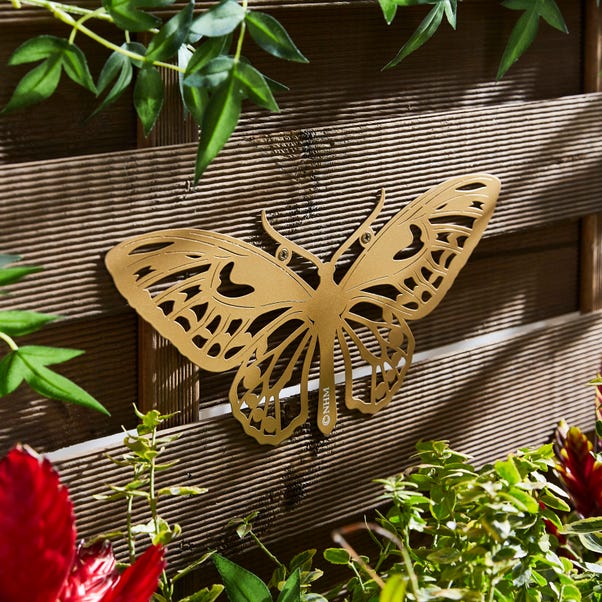 Gold Iron Butterfly Indoor Outdoor Wall Art image 1 of 2