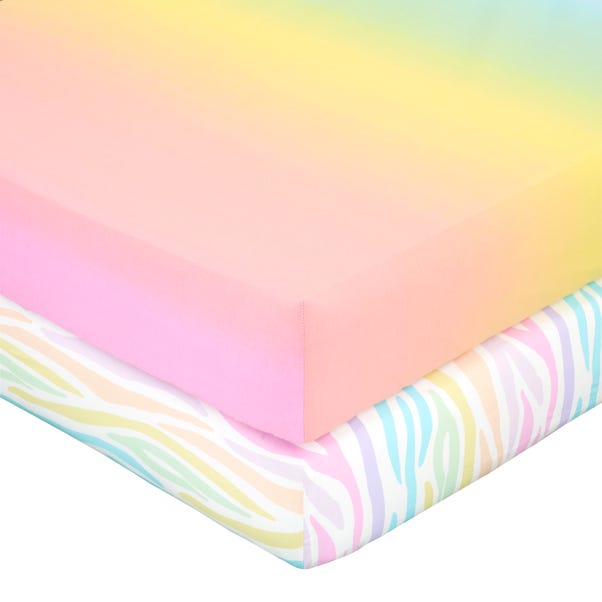 Set of 2 Rainbow Ombre Fitted Sheet image 1 of 3