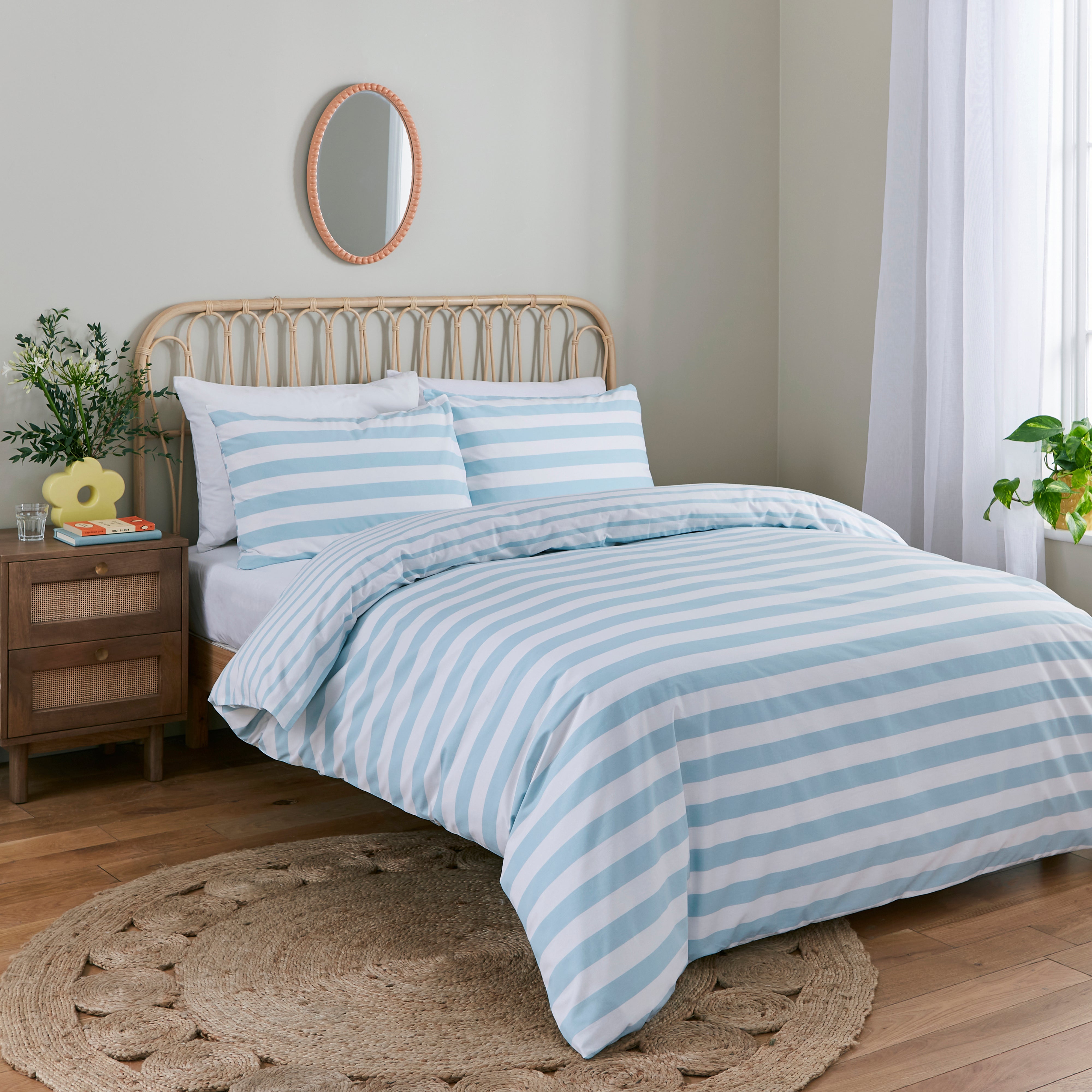 Duck Egg Stripe Duvet Cover And Pillowcase Set Duck Egg Blue