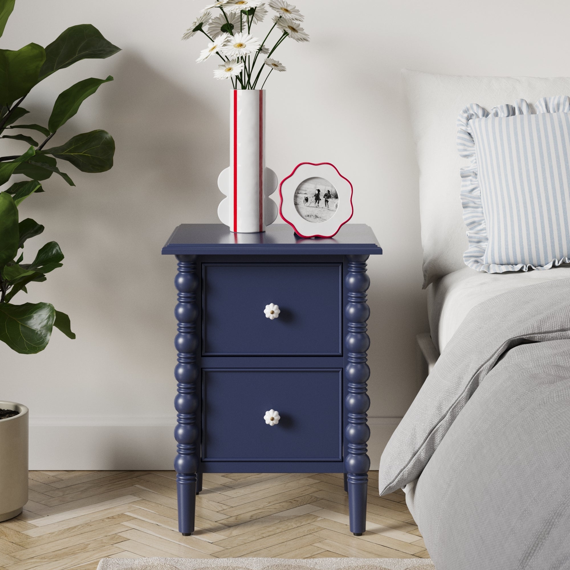 Pippin 2 Drawer Bedside Table Navy Navy Blue