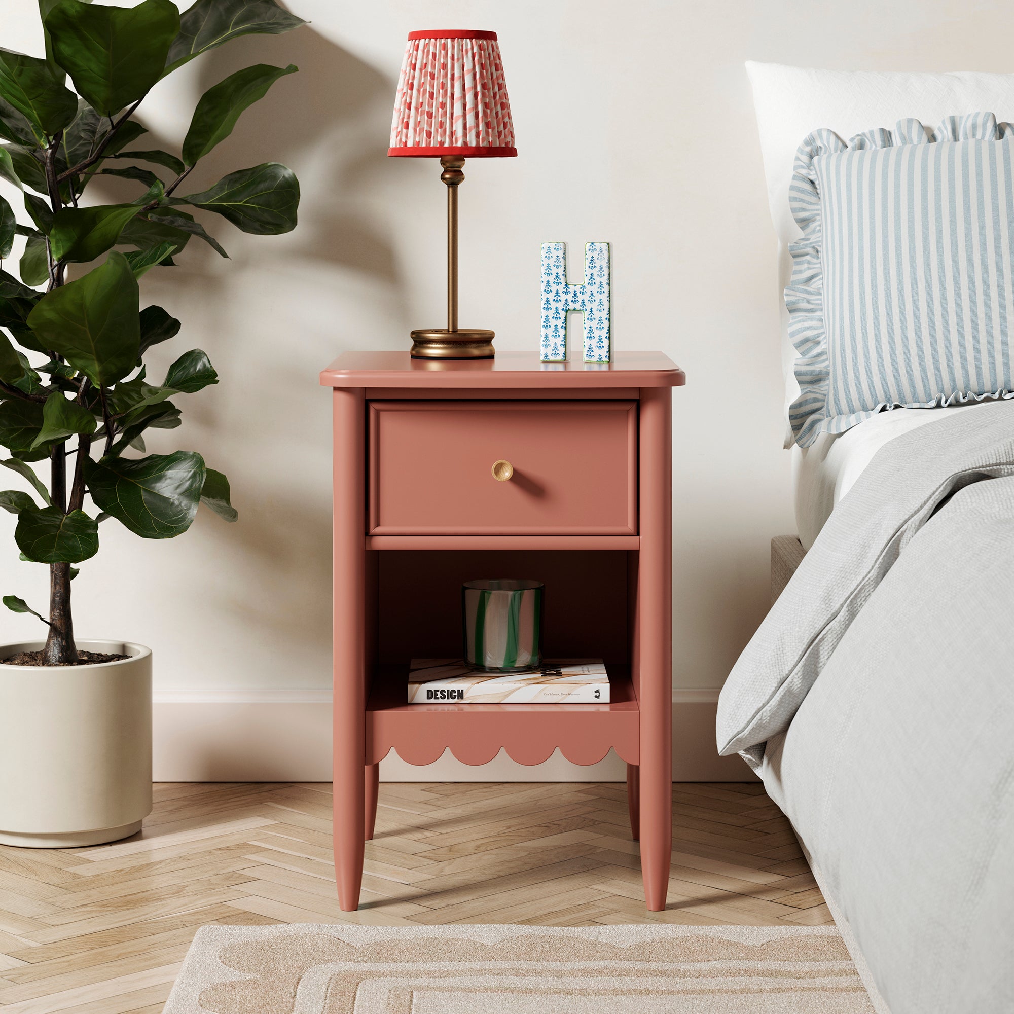 Remi 1 Drawer Bedside Table Red Clay