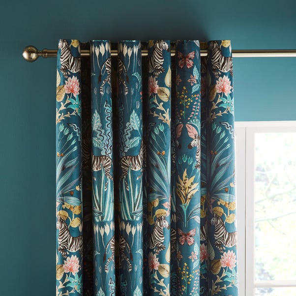 Utopia Teal Eyelet Curtains image 1 of 7