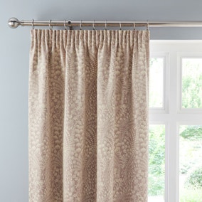 Spring Flowers Natural Pencil Pleat Curtains