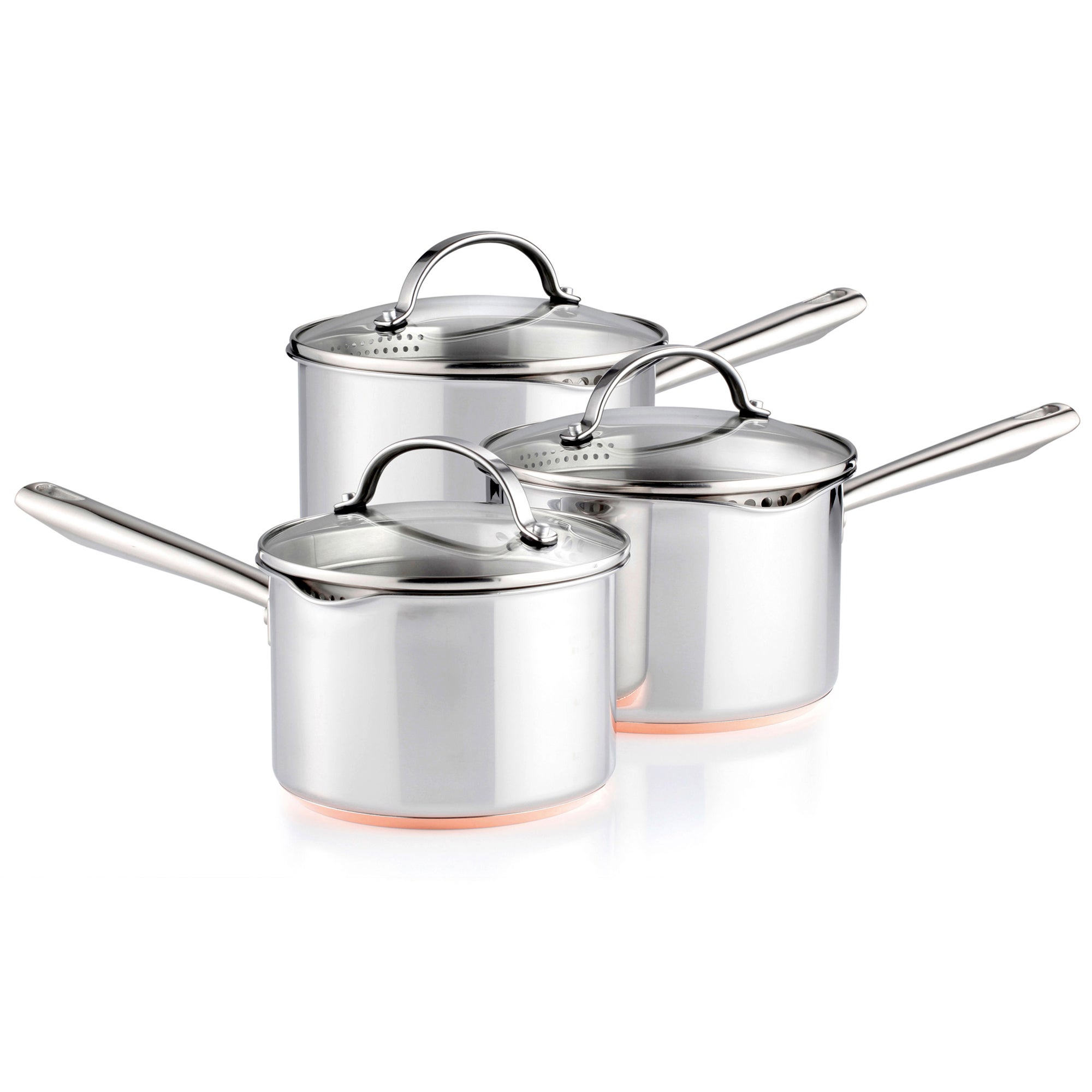 Copper Base Non-Stick Stainless Steel 3 Piece Pan Set
