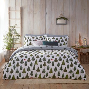 Furn. Evergreen 100 Brushed Cotton Duvet Cover Set Pine Green