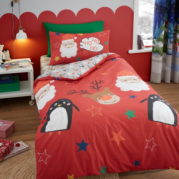 Bedlam Ho Ho Ho Red Duvet Cover Pillowcase Set