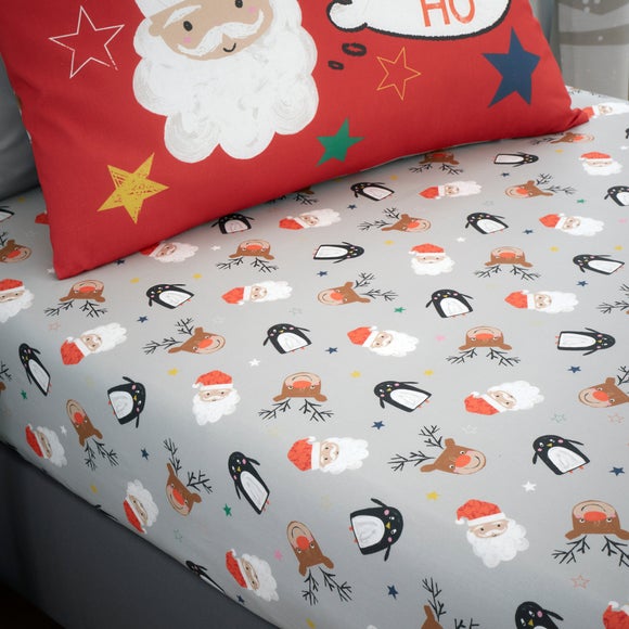 Bedlam Ho Ho Ho Red 25cm Fitted Sheet Single