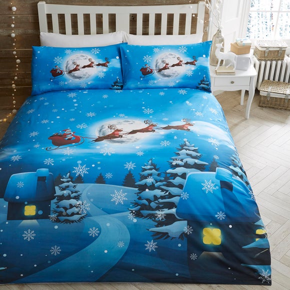 Bedlam Santa Glow In The Dark Duvet Cover Pillowcase Set