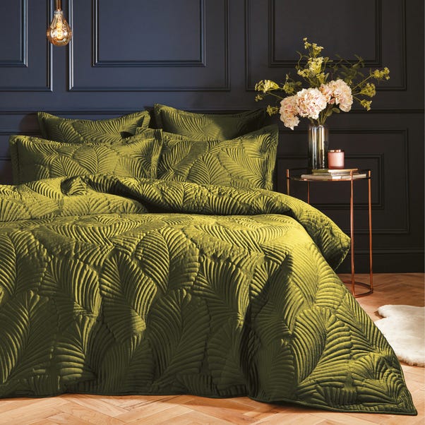 Paoletti Palmeria Moss Embroidered Reversible Duvet Cover and Pillowcase Set image 1 of 4