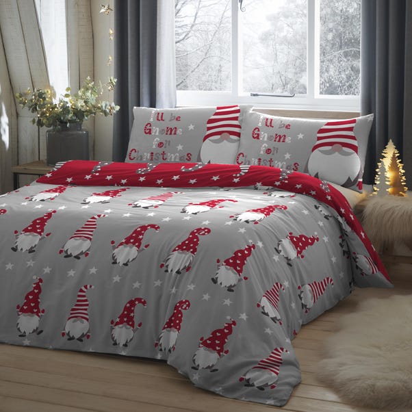 Fusion Gnome For Christmas Silver 100% Brushed Cotton Duvet Cover & Pillowcase Set image 1 of 3