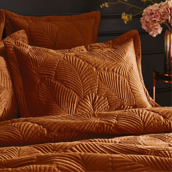 Paoletti Palmeria Rust Embroidered Reversible Duvet Cover and Pillowcase Set image 1 of 3