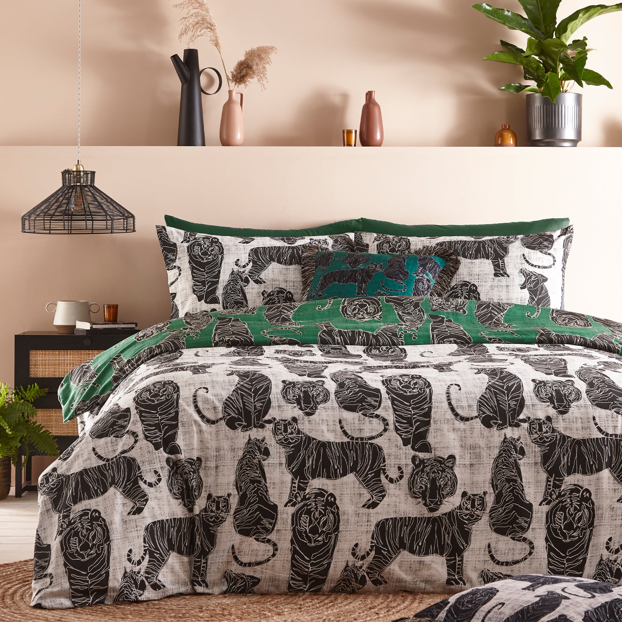 Furn Wildcat Duvet Cover Set Jungle Green Green