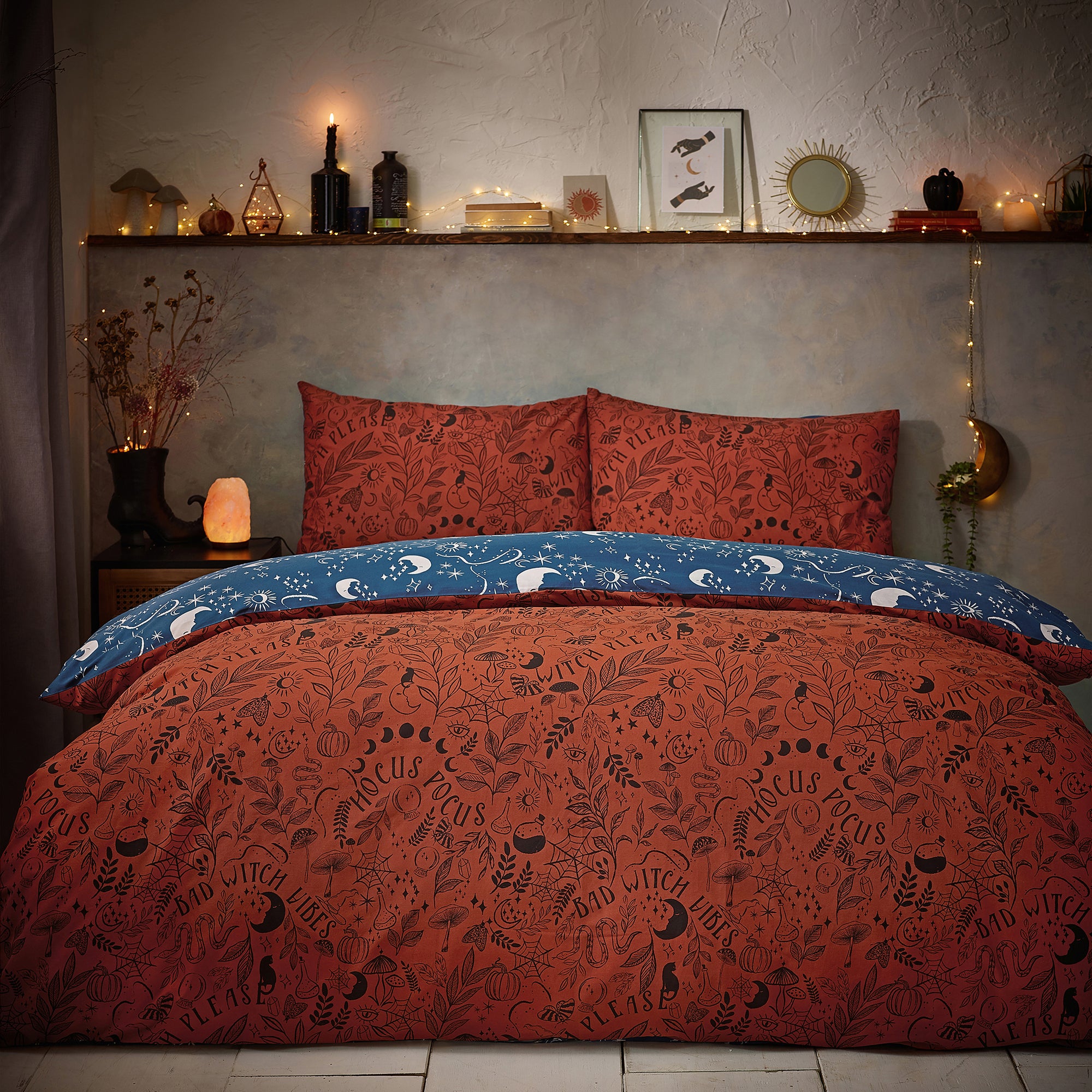 furn. Witchy Vibes Duvet Cover Set Rust