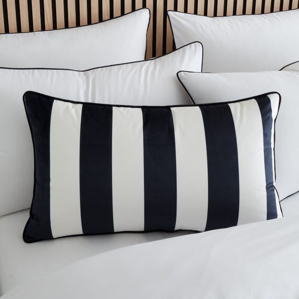 Style Sisters Rectangle Velvet Stripe Cushion image 1 of 2