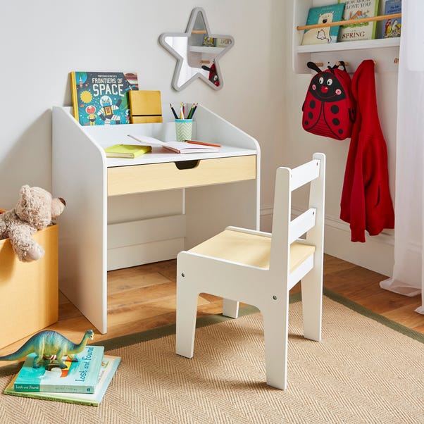Kids Quinn Desk with Chair, White Natural image 1 of 5