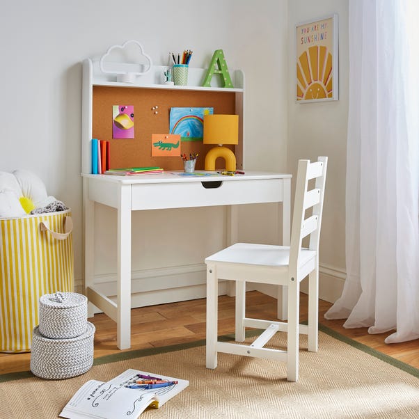 Kids Finley Desk Corkboard and Chair, White image 1 of 7