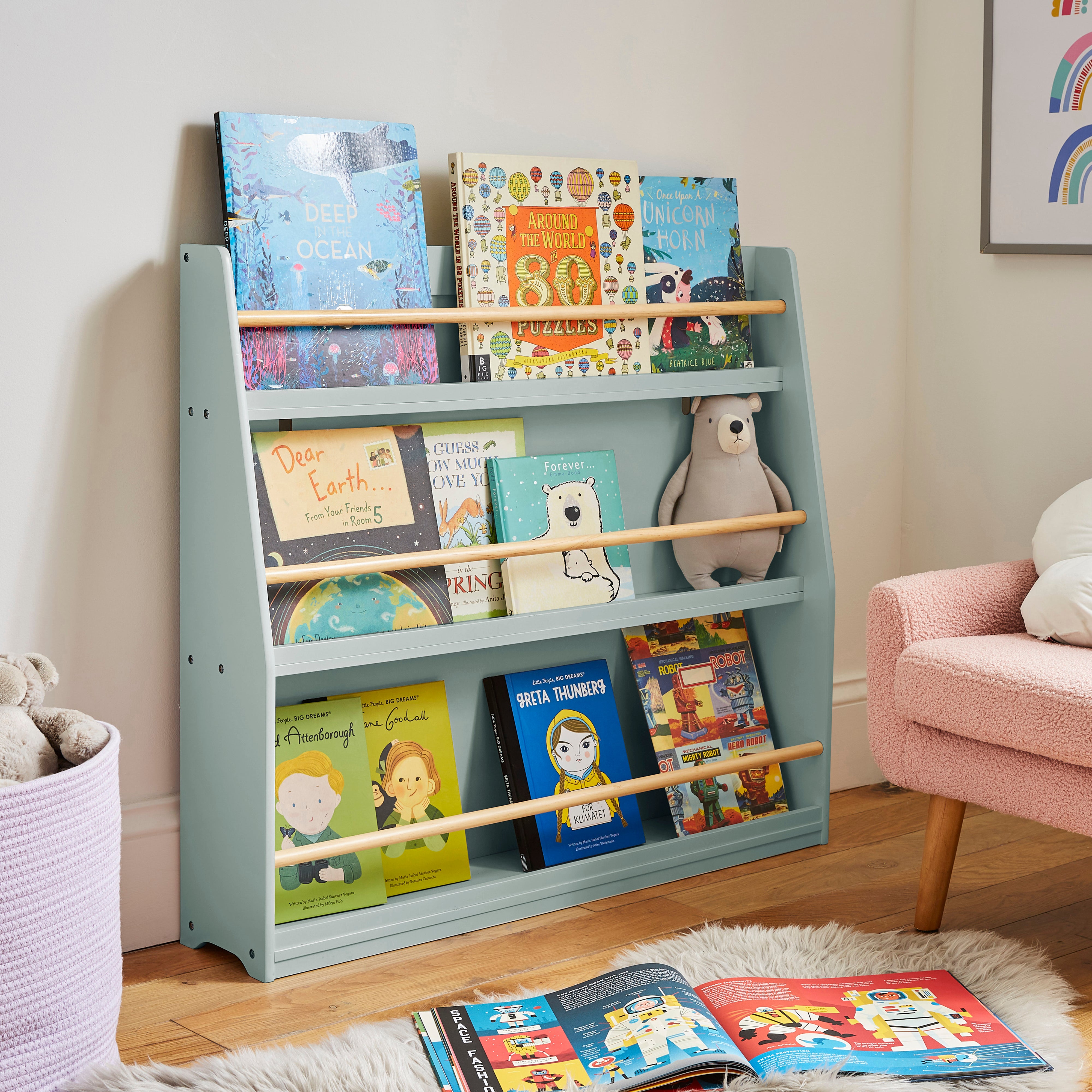 Kids Harley Wide Bookcase Sage