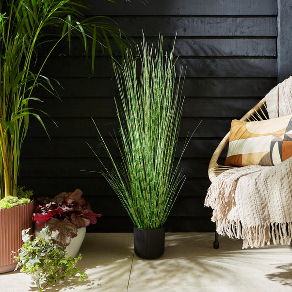 Artificial Snake Grass in Black Terracotta Pot image 1 of 3
